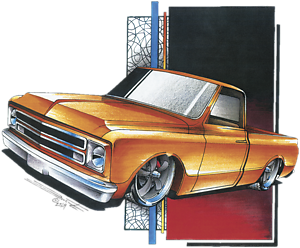 Chevy Orange C-10 T-Shirt Lowered Truck Chevrolet