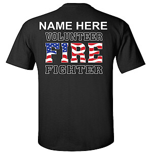 Custom Volunteer Firefighter American Flag T-Shirt VFD Personalized