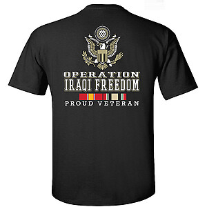 Operation Iraqi Freedom T-Shirt Proud Veteran OIF Campaign Service Ribbons Eagle