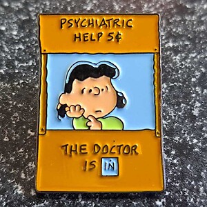 Lucy's Psychiatry Booth Enamel Pin Lapel