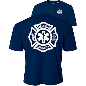 Firefighter Paramedic Men's UV 40+ UPF Sun Protection Performance Short Sleeve Shirt Star of Life