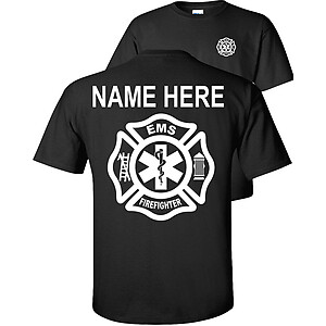 Custom Firefighter EMS T-Shirt Emergency Medical Services Firefighter star of life