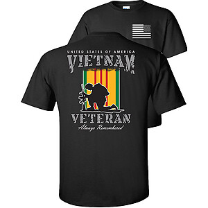 Vietnam Veteran T-Shirt USA Service Medal Ribbons Flag Always Remember