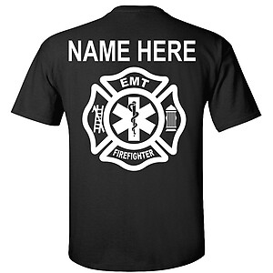 Custom Firefighter EMT T-Shirt Emergency Medical Technician Firefighter star of life