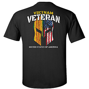 Vietnam Veteran T-Shirt Campaign Service Ribbons American Flag Spartan Helmet