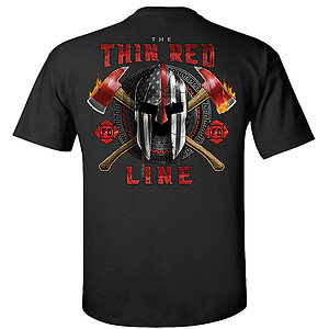 Fire Department T-Shirt The Thin Red Line Spartan Helmet FD