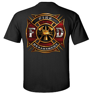 Fire Department T-Shirt Maltese Cross FD American Flag