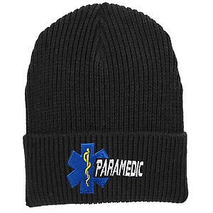 Star of Life Paramedic Beanie Cuffed Knit Emergency Medical