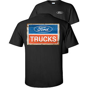 American Ford Trucks T-Shirt Red White Blue Sign f&b