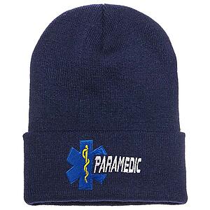 Star of Life Paramedic Beanie Cuffed Knit Emergency Medical