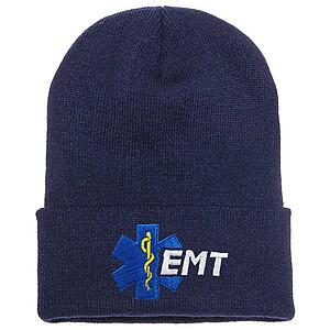 Star of Life EMT Beanie Cuffed Knit Embroidered Emergency Medical Technician